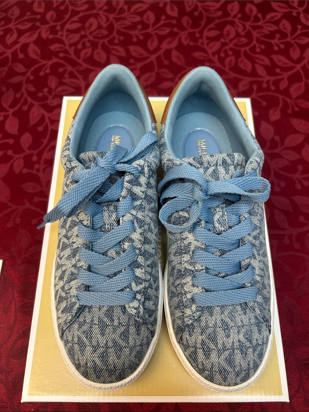 Michael Kors Women's Light Blue Logo Denim Sneakers